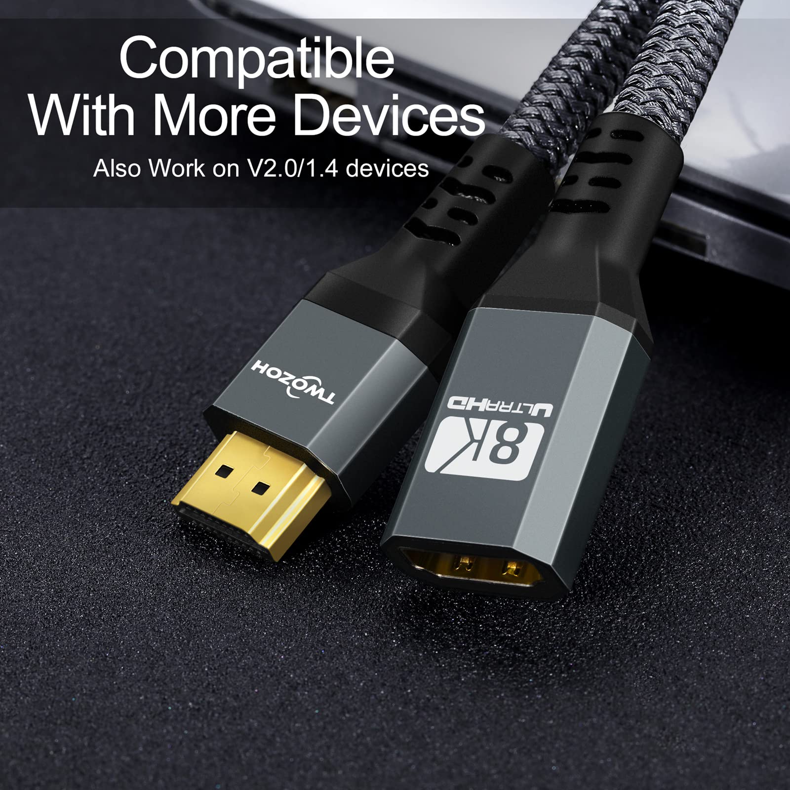 Twozoh 8K HDMI 延長ケーブル ナイロン編み Amazon | Twozoh 8K 4K HDMI 2.1延長ケーブル 0.3M HDMI オス